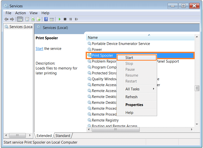 Print Spooler Service Restart Vista