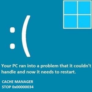 cache manager error windows 7