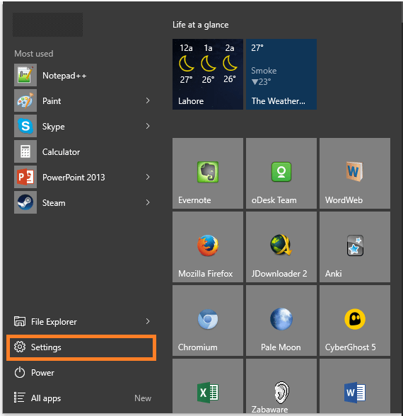 Windows 10 - Go Back - Start Menu - Settings - Windows 10 -- Windows Wally