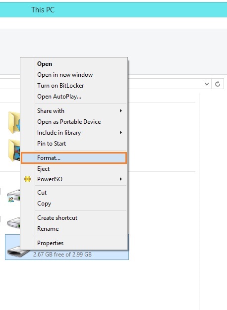 USB Flash Drive - This PC - Flash Drive - right-click - Format... - WindowsWally