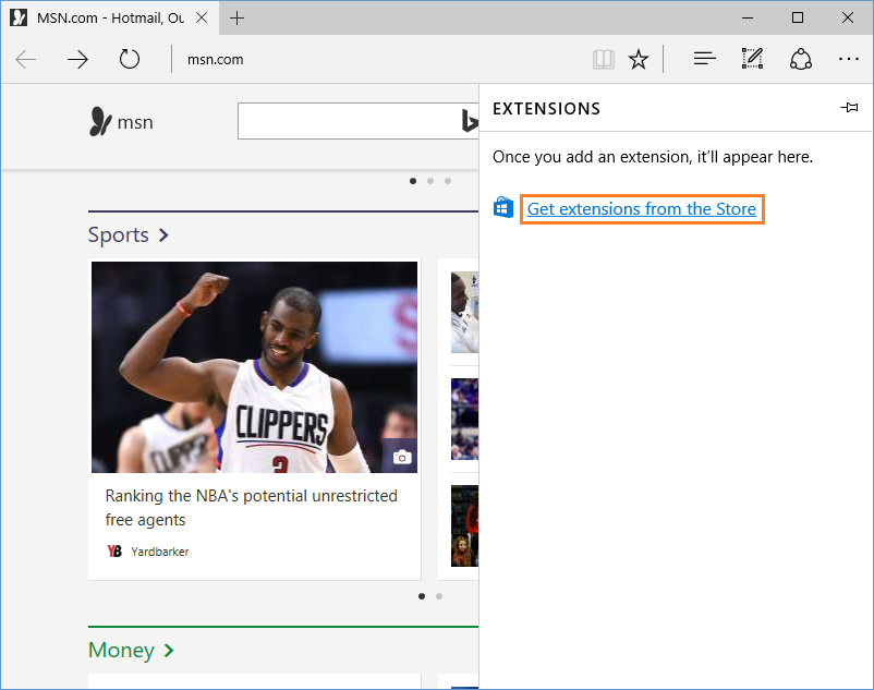 Microsoft Edge - Get Extensions from the store - Windows 10 - Windows Wally