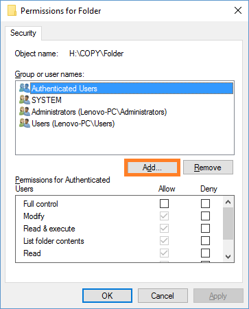 Windows 10 - Sharing files between Windows 7 and 10 - Folder Properties - Security - 2 - Windows Wally