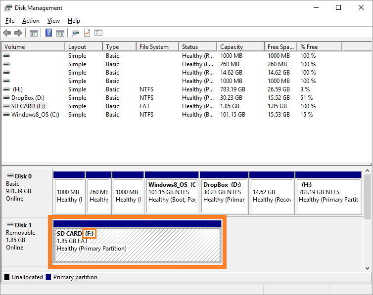 Disk manager -- format SD card - 9 - Windows Wally