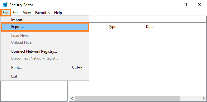 Registry Editor -- regedit - File, Export - Windows 10 - Windows Wally